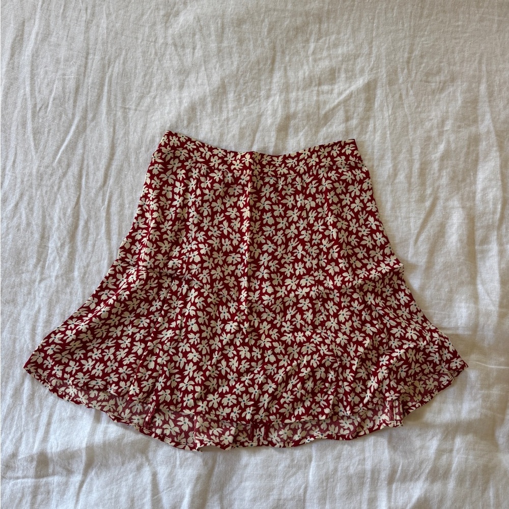 Reformation Floral Red Skirt